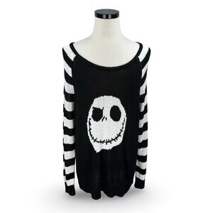 Disney Nightmare Before Christmas Jack Skellington Striped Knit Sweater Plus 2